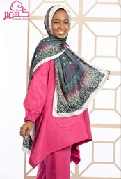 Turkish satin scarf with dark green and dark red colors